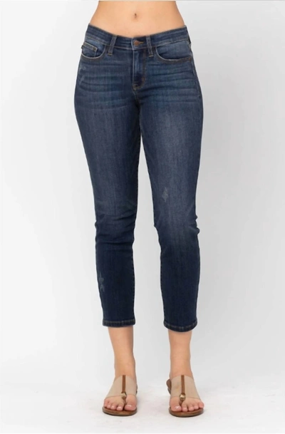 Shop Judy Blue Mid Rise Cropped Relaxed Fit Denim Jean In Blue