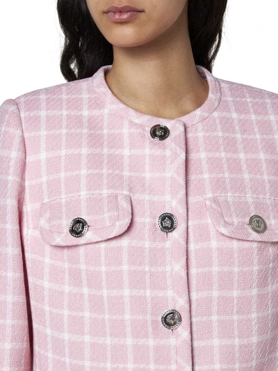 Shop Versace Coats In Pastel Pink + White