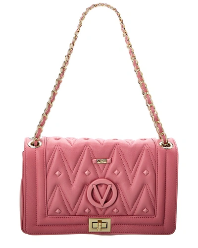 Shop Valentino By Mario Valentino Alice Diamond Leather Shoulder Bag In Pink