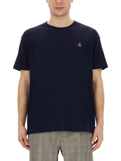 Shop Vivienne Westwood T-shirt With Logo Unisex In Blue