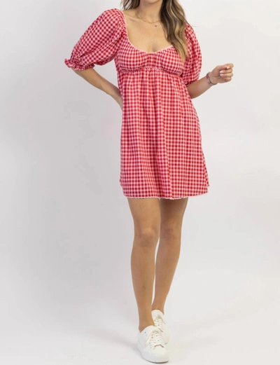 Dee Elly Strawberry Fields Gingham Mini Dress In Red In Red