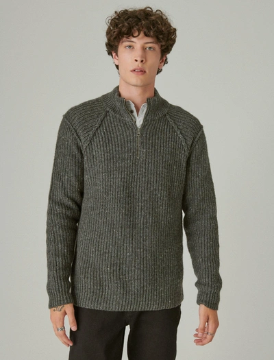 Shop Lucky Brand Men's Tweed Mock Zip In Grey