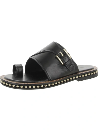 Shop Vince Camuto C Womens Slip On Leather Slide Sandals In Black