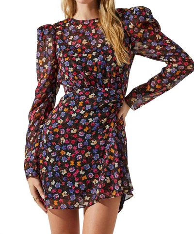 Shop Astr Cindy Dress In Blue Red Ditsy In Multi