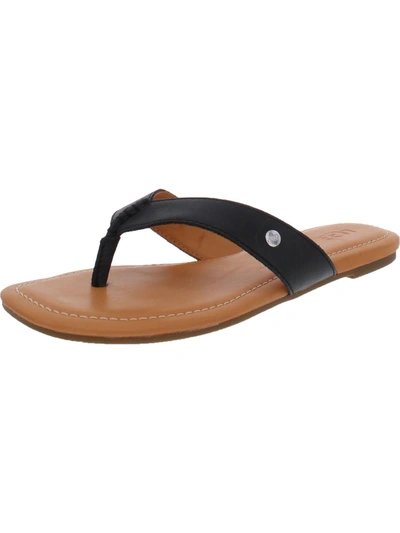 Shop Ugg Tuolumne Womens Leather Thong Flat Sandals In Black