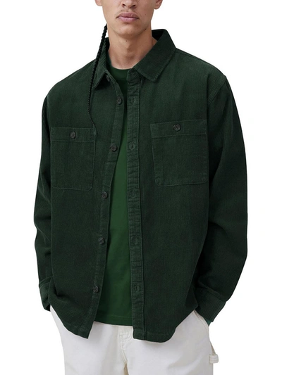 Shop Cotton On Mens Corduroy Heavy Shirt Jacket In Green