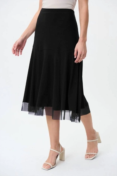 Shop Joseph Ribkoff Chiffon Pleated Skirt In Black