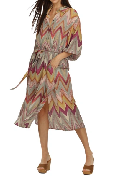 Shop Veronica M Midi Shirt Dress In Luxe Print In Multi