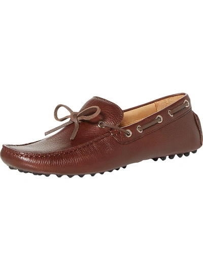 Shop The Men's Store Tie Driver Mens Leather Square Toe Loafers In Brown