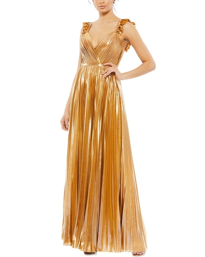 Shop Mac Duggal Metallic Gown In Gold