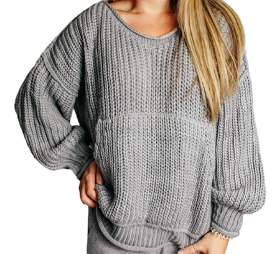 Shop Pol Pocket Sweater In Grey