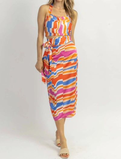 Shop Dress Forum Creamsicle Satin Skirt Set In Multicolor