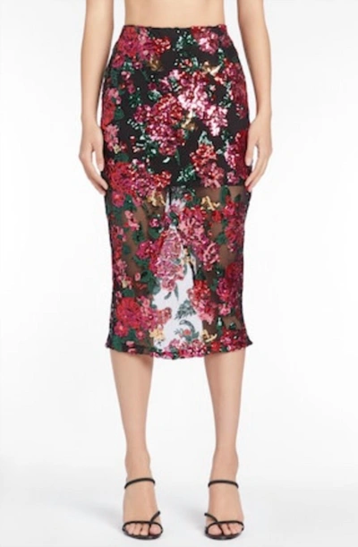 Shop Amanda Uprichard Kismet Sequin Skirt In Noir Dahlia In Multi