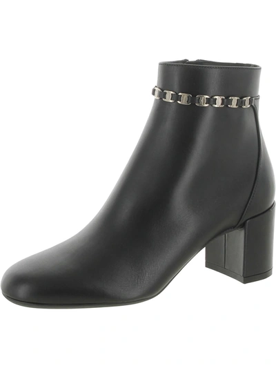 Shop Ferragamo Ghila Womens Leather Chain Ankle Boots In Black
