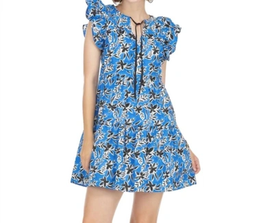 Shop Joy Joy Ruffle Sleeve Cupcake Dress In Blue