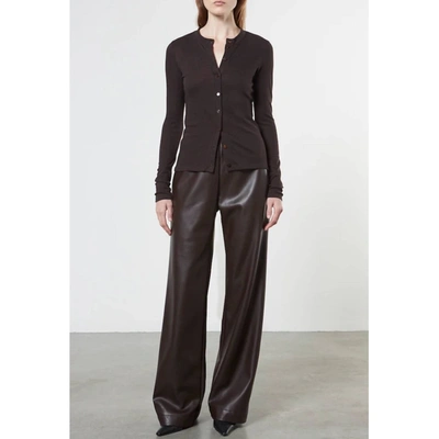 Shop Enza Costa Soft Faux Leather Straight Leg Pant In Espresso In Brown