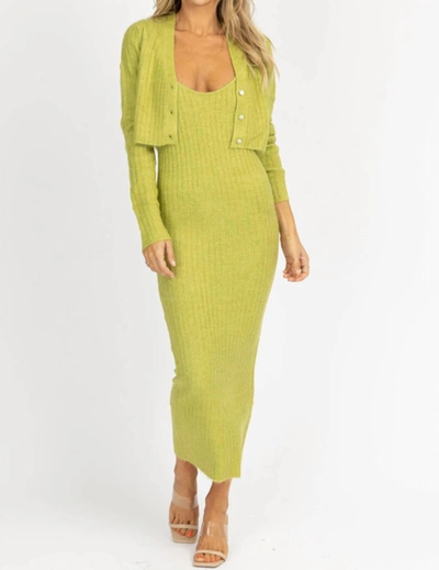 Shop Emory Park Knit Cardi + Maxi Dress Set In Green