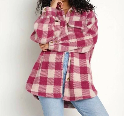 Shop Z Supply Plaid Tucker Jacket In Berry In Pink