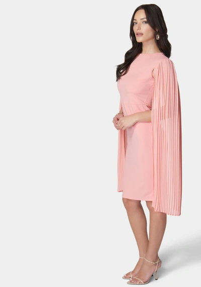 Shop Bebe Cape Sleeve Midi Dress In Light Pink