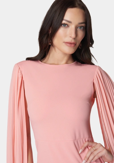 Shop Bebe Cape Sleeve Midi Dress In Light Pink