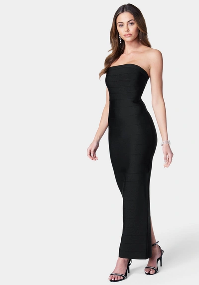 Bebe Bandage Strapless Maxi Dress In Jet Black