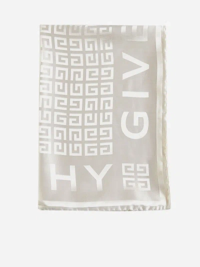 Shop Givenchy 4g Logo Silk Scarf In Ivory