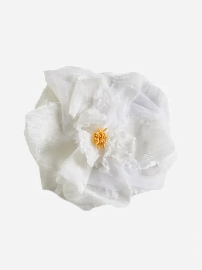 Shop Dolce & Gabbana Silk Flower Brooch In White