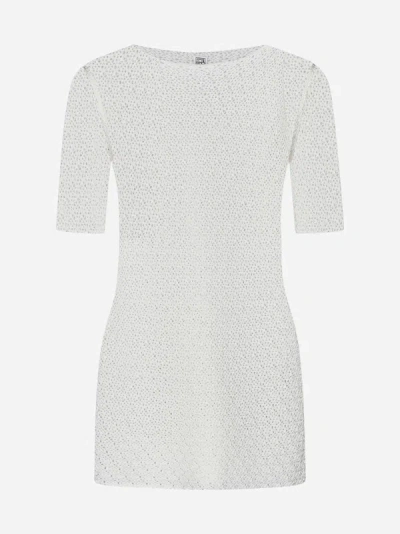 Shop Totême Crochet Knit T-shirt In Off White