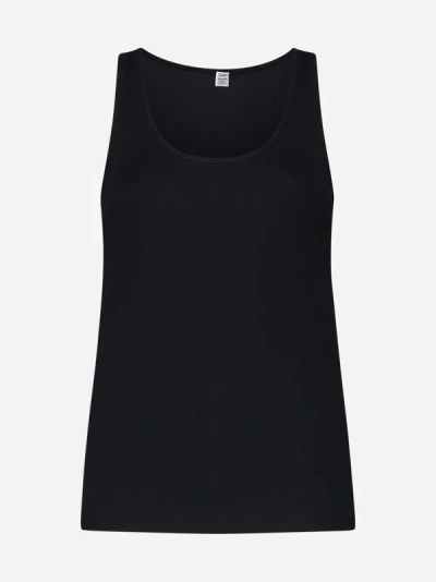 Shop Totême Rib Knit Cotton Tank Top In Black