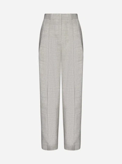 Shop Totême Viscose And Linen-blend Tailored Trousers In Oat Melange