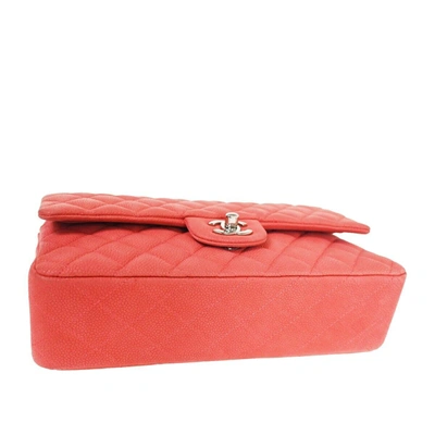 Pre-owned Chanel Double Flap Pink Leather Shoulder Bag ()