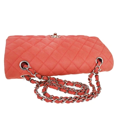 Pre-owned Chanel Double Flap Pink Leather Shoulder Bag ()