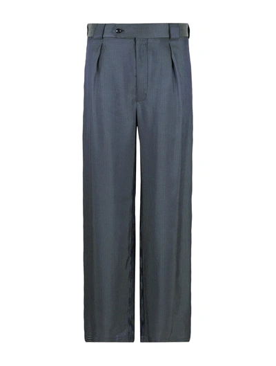 Shop Giorgio Armani Asv Jacquard Viscose Blend Single Pleat Trousers In Blue