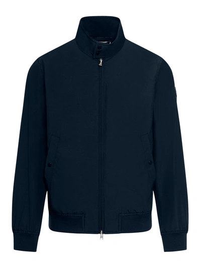 Shop Woolrich Cruiser Bomber Jacket In Ramar Cloth With High Collar In Blue
