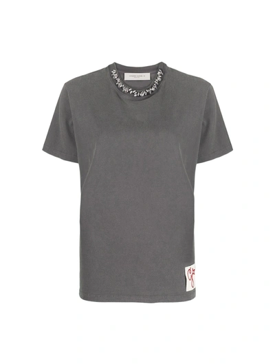 Shop Golden Goose Crystal-embellished T-shirt In Grey