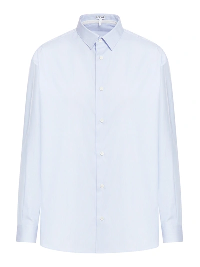 Shop Loewe Double Layer Shirt In Cotton And Silk In Blue