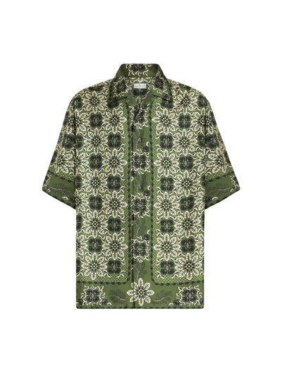 Shop Etro Flowered Shirt In Green