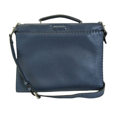 Shop Fendi Selleria Navy Leather Shoulder Bag ()