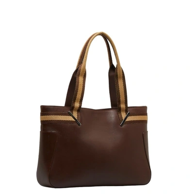 Shop Gucci Cabas Brown Leather Tote Bag ()