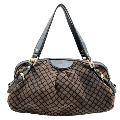 Shop Gucci Diamante Brown Canvas Shopper Bag ()