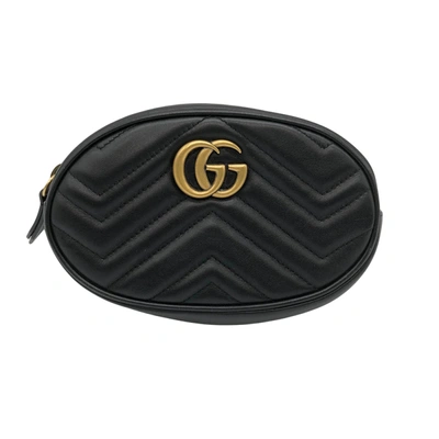 Shop Gucci Gg Marmont Black Leather Clutch Bag ()