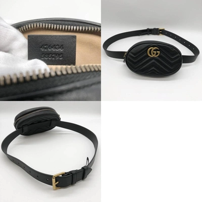 Shop Gucci Gg Marmont Black Leather Clutch Bag ()