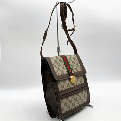 Shop Gucci Ophidia Brown Leather Shopper Bag ()