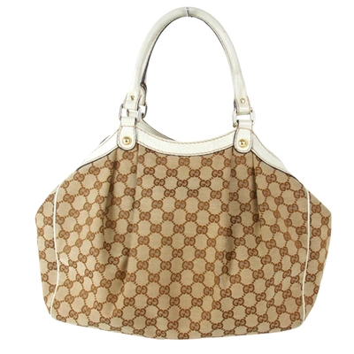 Shop Gucci Sukey Brown Canvas Tote Bag ()