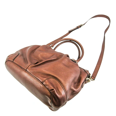 Shop Gucci Sukey Brown Leather Shoulder Bag ()