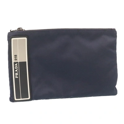 Shop Prada La Strada Navy Synthetic Clutch Bag ()