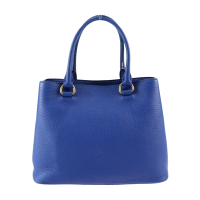 Shop Prada Saffiano Blue Leather Tote Bag ()