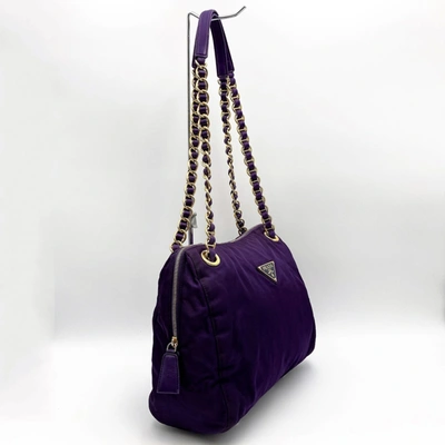 Shop Prada Tessuto Purple Synthetic Shoulder Bag ()
