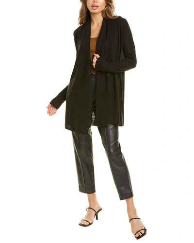 Shop Theory Open Front Linen-blend Cardigan In Black