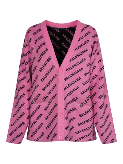 Shop Balenciaga Cardigan Clothing In Pink & Purple
